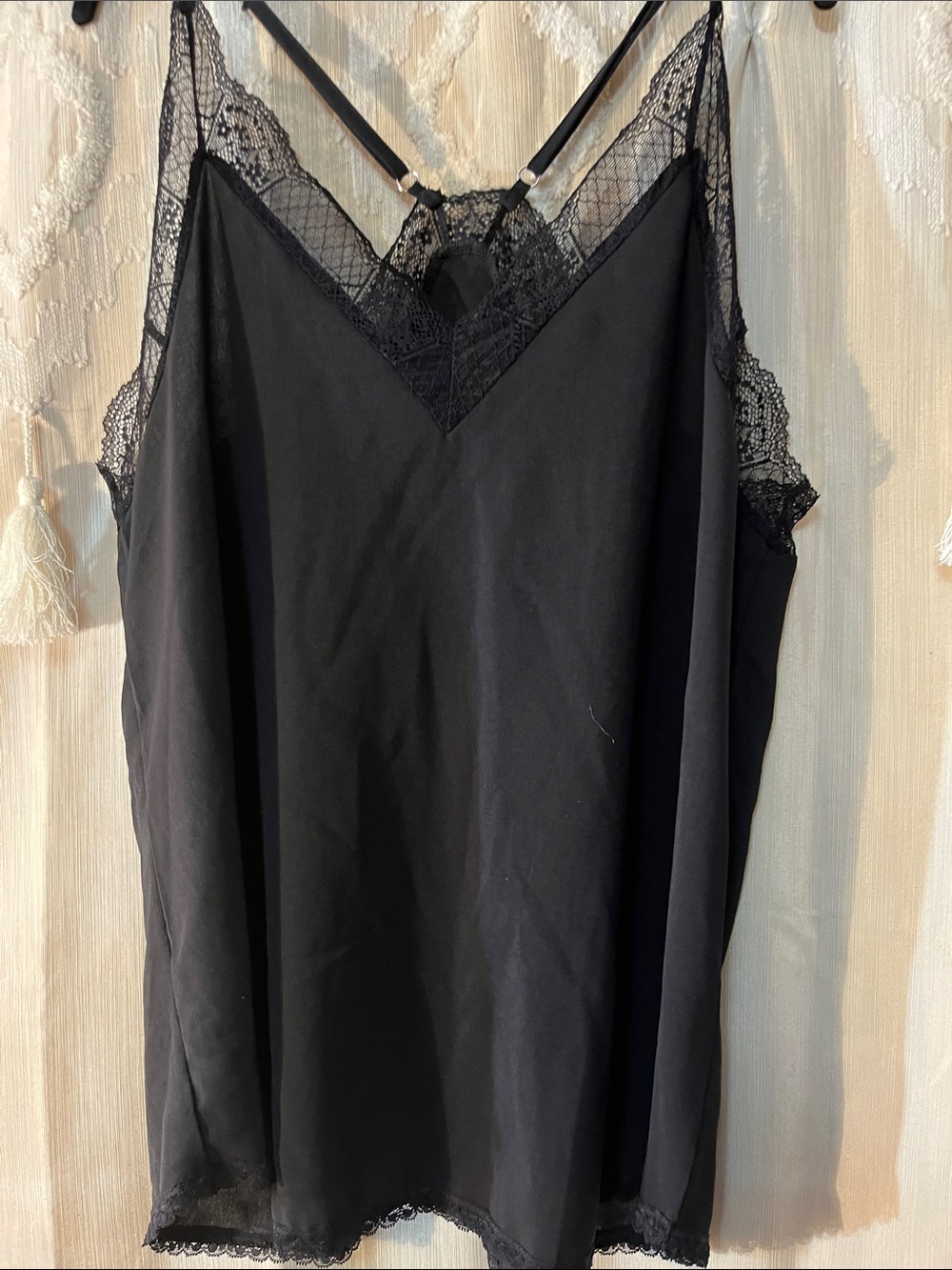 Black Lace Trim Cami Top